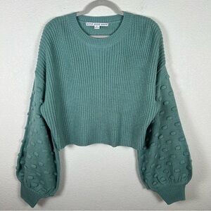 Hyfve Hyfve Hyfve Women’s Sz L cropped, balloon sleeves, bobbles, Cotton/Acrylic